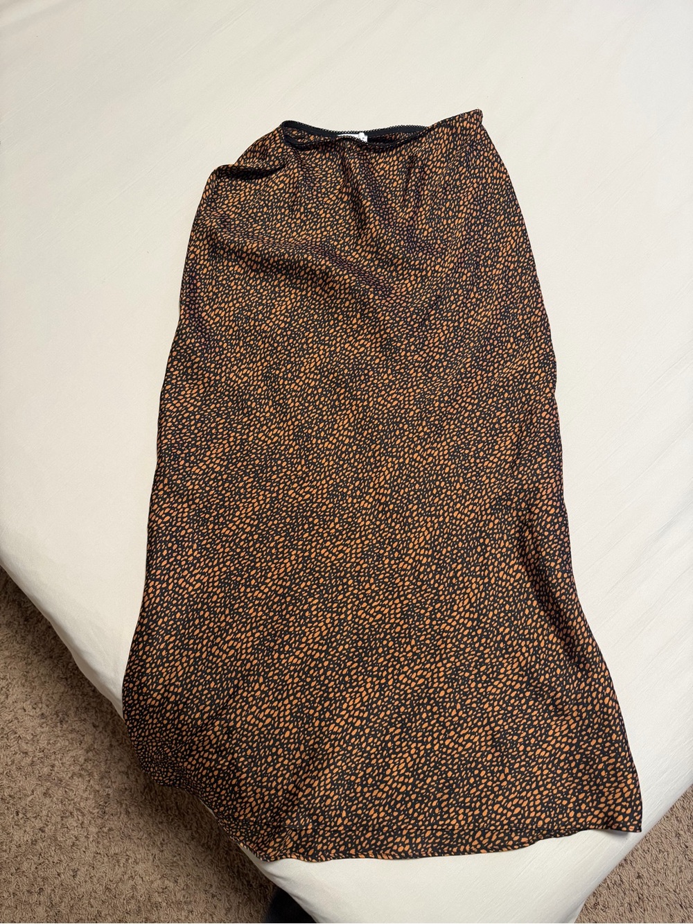 Topshop Black and Brown Speckled Midi Skirt